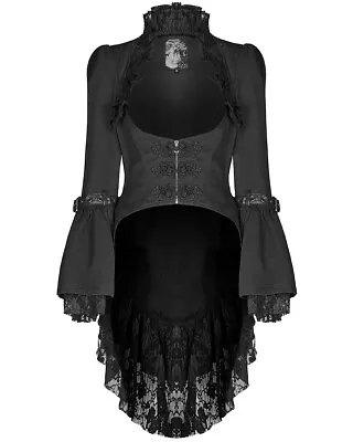 Punk Rave Womens Gothic Lolita Doll Steampunk Tailcoat Jacket Black Lace Tails • £59.39