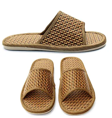 Men Women Straw Sandals Slippers Comfort Handmade Bamboo Linen Shoes Flip Flops • $7.99