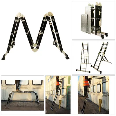 Excel Heavy Duty 12 Tread Steel Multi Purpose Combination Ladder Black Platform • £88.50