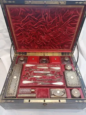 Circa 1815 Vanity Perfume Travel Set British Sterling Silver Gold Wash In Case • $2299.95