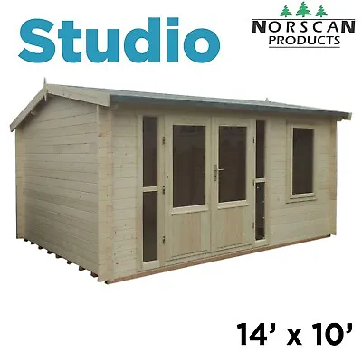 10' X 14' 28mm Log Cabin Summerhouse Garden Building Office Shed Studio • £2899