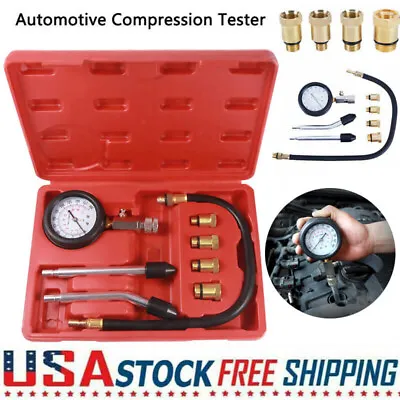 Engine Cylinder Compression Tester Pressure Gauge Test Kit For Car Motorcycles • $18.99
