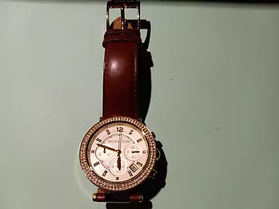 Michael Kors Parker MK2249 Women's Brown Leather Quartz Watch- New Battery • $44.95