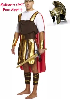 Roman Medieval Centurion Hercules Soldier 300 Spartan Warrior Costume & Helmet • $45.95