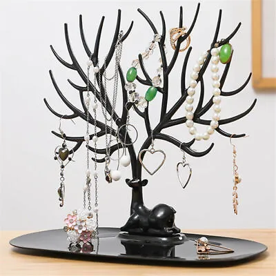 £9.18 • Buy Deer Tree Jewelry Stand Display Organizer Necklace Earring Ring Holder Show Rack