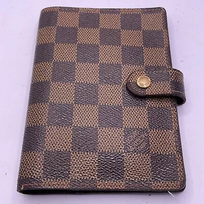 LOUIS VUITTON Damier Ebene Agenda PM Day Planner Cover R20029 LV Auth 266 • £94.12