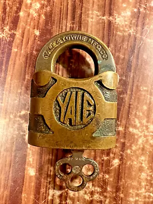 Yale Lock Brass Padlock Towne MF Co. Stamford Conn. USA Vintage Lock Key Working • $29.99