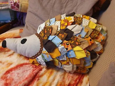 Handmade Scrappy Patchwork Hedgehog Cushion Unique Gift Home Decor • £18