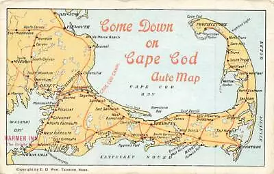 Vintage Come Down Auto Map Cape Cod MA P143x • $5.59