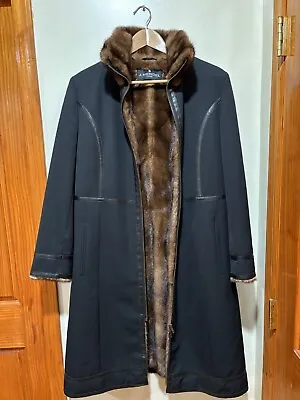 Black & Brown Cashmere Fur J Mendel Coat • $1450