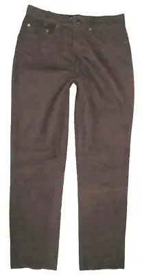 Henson Leather Jeans/Nubuk Pants Schoko-Braun W32/L33 • $44.76