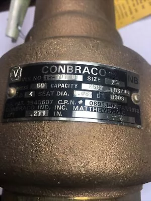 CONBRACO Hi Pressure Safety Valve 19-701-11 Steam NOS FREE SHIPPING • $199