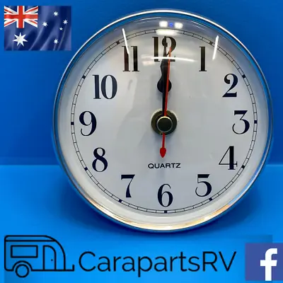 Caravan / Pop Top Aa Battery Powered Clock White Face Silver Look Bezel. Jayco • $48.91