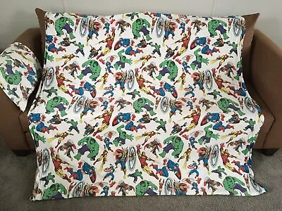 VTG Marvel Comics Heroes Pottery Barn Kids Twin Flat Sheet Pillowcase DISTRESSED • $18.98