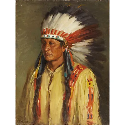 Painting Portrait Study Native American Sharp Jerry Poster Art Print Bb12204b • £11.99