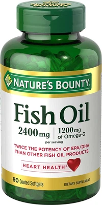 $18.39 • Buy Nature’S Bounty Fish Oil, Supports Heart Health, 2400Mg, Coated Softgels, 90 Ct.