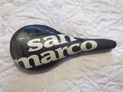 Used San Marco CFRP Racing Black Leather Bike Saddle 206.5 Grams • $10.50