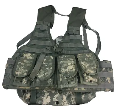 US Army ACU MOLLE Fighting Load Carrier Bearing Vest W/ Mag Pouches & Waist Pack • $29.74