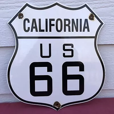 Vintage California Us U. S. Route 66 Gasoline Porcelain 13” Highway Road Sign • $29.99