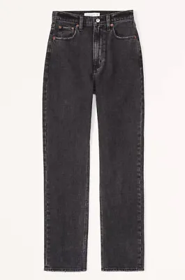 $66 • Buy Abercrombie & Fitch Ultra High Rise Ankle Straight Jean Black Size 12L