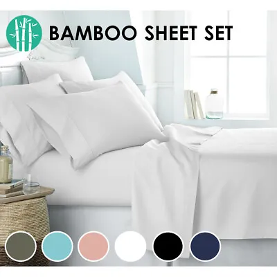 $35 • Buy 2000TC Bamboo Blend Cooling Sheet Set Ultra Soft Breathable Flat Sheet All Size