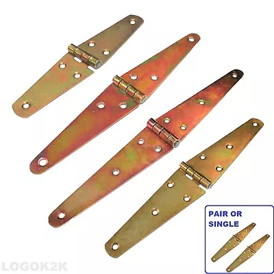 £2.59 • Buy Heavy Duty Strap Hinges Tee Zinc Gold Plated Door Gate Box Shed Pair Backflap 
