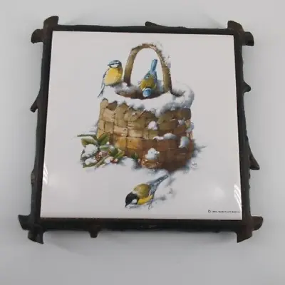 Hallmark Marjolein Bastin CAST IRON TRIVET Wall Plaque Birds & Basket Winter • $16.65