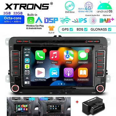 OBD+ 7  Android 13 Car GPS Stereo DVD Radio 32GB For VW Golf MK5 MK6 Caddy Jetta • $268.99