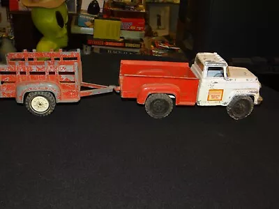 Vintage Hubley Toy Red & White Pickup Truck #800 With Trailer • $9.99