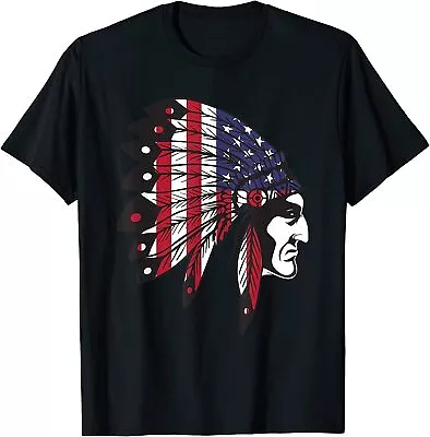 NEW! Native American Indian Chief American USA Flag T-Shirt • $22.99