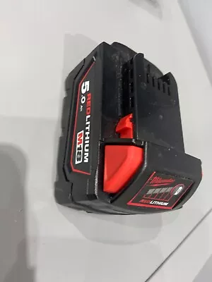 Milwaukee M18b5 M18 5.0ah Red Lithium-ion Battery. Genuine. • £28