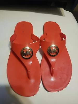 MK Michael Kors Jelly Sandals  Women’s Size 11M ORANGE Thong  Flat Slide PVC • $32.99