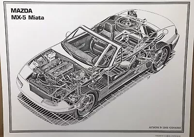 Mazda MX-5 Miata Cutaway - S.Yoshikawa Rare Stunning! Car Poster! Own It! • $49.95