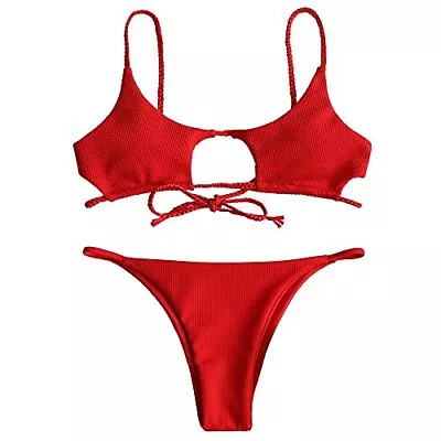 ZAFUL Womens Cut Out Bikini Set Swimsuit Cami String High Cut Sexy Bathing Su... • $60.11