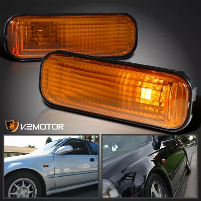 Fits 1996-2000 Honda Civic EK9 Dome Fender Side Marker Light Amber Left+Right • $13.38