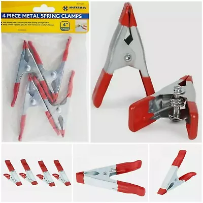 £3.98 • Buy 4 Packs 10cm Heavy Duty Strong METAL Spring Clamp Jaw Tarpaulin Clip Soft Edge