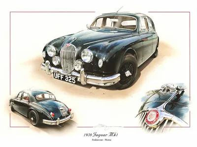 1959 Jaguar Mk1 Mark 1 Inspector Morse Uff 325 Car New Painting Print Art Dugan • £50