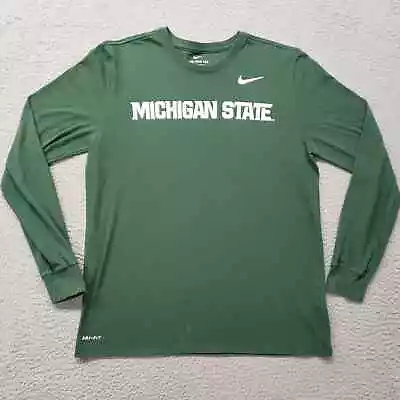 Nike Shirt Mens Large Green Athletic Cut Michigan State Spellout Spartans NCAA • $19.97