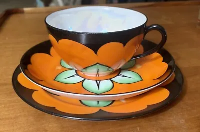 Meito China Japan Hand Painted Orange Flowers Lustre Ware MCM 50’s 18 Pieces • £90.26