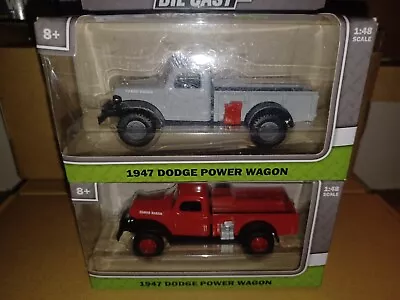 2 PACK Die-Cast 1:48 Scale 1947 Dodge Power Wagons - GRAY & RED - Distressed • $19.99