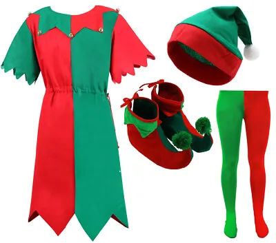 Elf Costume Christmas Fancy Dress Santas Helper Adult Childs Xmas Party Xs-xxxxl • £15.99