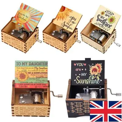 Retro You Are My Sunshine Hand Crank Toy Kid Gift Handmade Wooden Music Box 2023 • £7.12