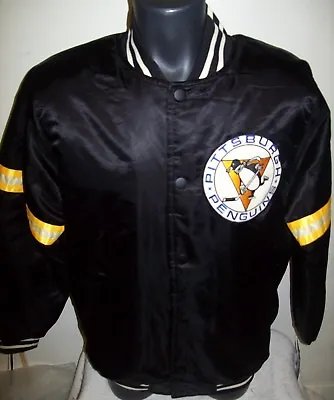 PITTSBURGH PENGUINS NHL STARTER Satin Jacket Traditional BLACK   4X • $109.99