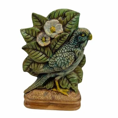 Vintage Handpainted Parakeet Budgie Figurine 7  Studio Ceramic Artist Signed MT  • $25