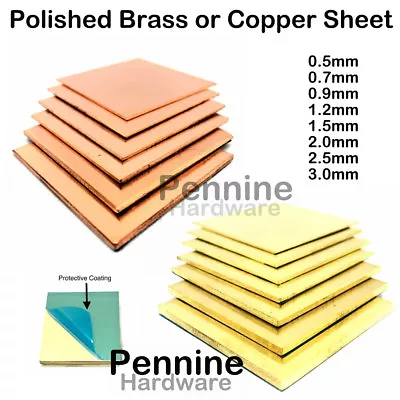 BRASS OR COPPER SHEET 0.7 To 3.0 Mm Guillotine Cut Metal From UK Trade Supplier • £4.46