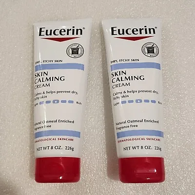 Eucerin Skin Calming Creme 2 Tubes Lot 8 Oz Each Fragrance Free Prevent Dry Skin • $13.69