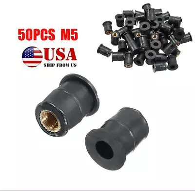 50X Rubber Well Nut Metric Motorcycle M5 Windscreen Fairing Windshield Shaft Nut • $13.49