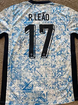 Rafael Leao Hand Signed Portugal #17 AWAY Football Jersey Verified COA AC MILAN • £9.99