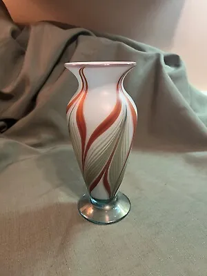 Vandermark Vase 8 1/2” Beautiful Pulled Feather And Signed 1977 • $150