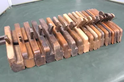 Half Set Of 18 Vintage Moulding Planes Hollows Rounds Beech Wood No 2 To 18 & 20 • $180.54